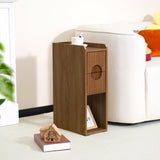 Narrow Fluted Nightstand Set of 2, Wooden Small 2 Drawer Nightstand, Slim Side End Table, Vintage Bedside Table, Mid Century Modern Night Stand with Drawers, for Living Room, Bedroom, Walnut Jluomei