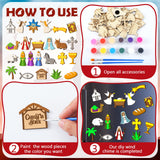 Mootycapa 24 Pcs Christmas Christian DIY Wooden Magnets to Paint, Nativity Scene Glow in The Dark Wood Painting Crafts, Jesus Fridge Magnets Craft Kits for Boys Girls School Home Party Activities Mootycapa