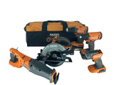 RIDGID 18V Lithium-Ion Cordless 5-Tool Kit with (2) 4.0 Ah Batteries and Charger- R9635 RIDGID