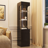 MEISSALIVVE Glass Display Cabinet, 3-Tier Display Case with 7 Color Led Lights, 70.87''H Lighted Curio Cabinet for Collectibles, Trophy, High Gloss, Black MEISSALIVVE