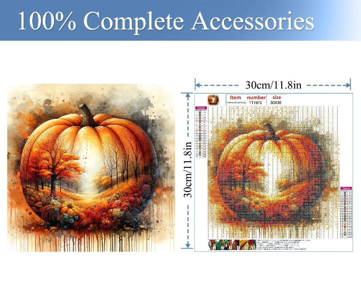 JFYHAB Pumpkin Diamond Painting Kits for Adults, 5D DIY Full Drill Fall Forest Diamond Dots Paintings with Diamonds Gem Art and Crafts for Adults Home Wall Decor, Crucifix 12x12in Autumn JFYHAB