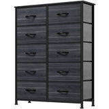 DWVO 10 Drawer Dresser - Fabric Storage Tower, Organizer Unit for Living Room, Hallway, Closets - Sturdy Steel Frame, Wooden Top & Easy Pull Fabric Bins DWVO