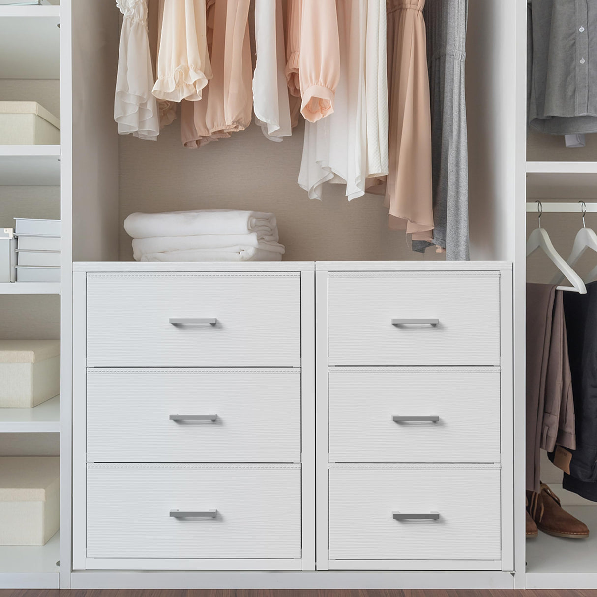 BOLUO Closet Drawers White 3 Drawer Dresser for Closet Organizers and Storage Bedroom Dorm Modern BOLUO