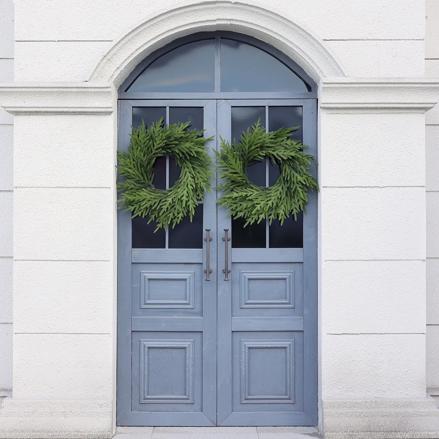 24" Norfolk Pine Wreath for Front Door, Artificial Christmas Wreath Faux Pine Green Wreath for Wall Windows Mantle Outdoor Outside Christmas Decoration