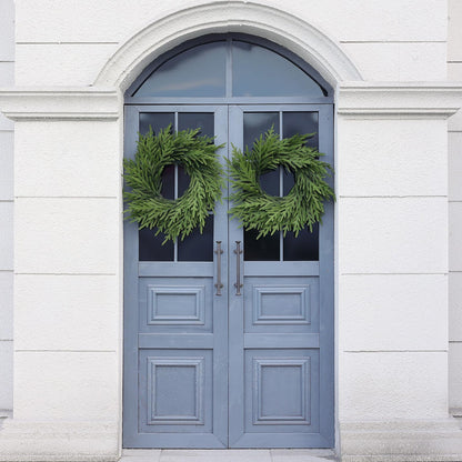 24" Norfolk Pine Wreath for Front Door, Artificial Christmas Wreath Faux Pine Green Wreath for Wall Windows Mantle Outdoor Outside Christmas Decoration