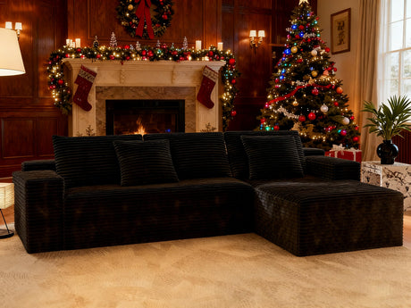 HDDFER 104" Boneless Couch Cloud - Inspired Modular Sectional Boneless Sofa for Living Room: L-Shaped Deep Seat,4 seat No Assembly,Black HDDFER