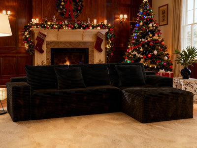 HDDFER 104" Boneless Couch Cloud - Inspired Modular Sectional Boneless Sofa for Living Room: L-Shaped Deep Seat,4 seat No Assembly,Black