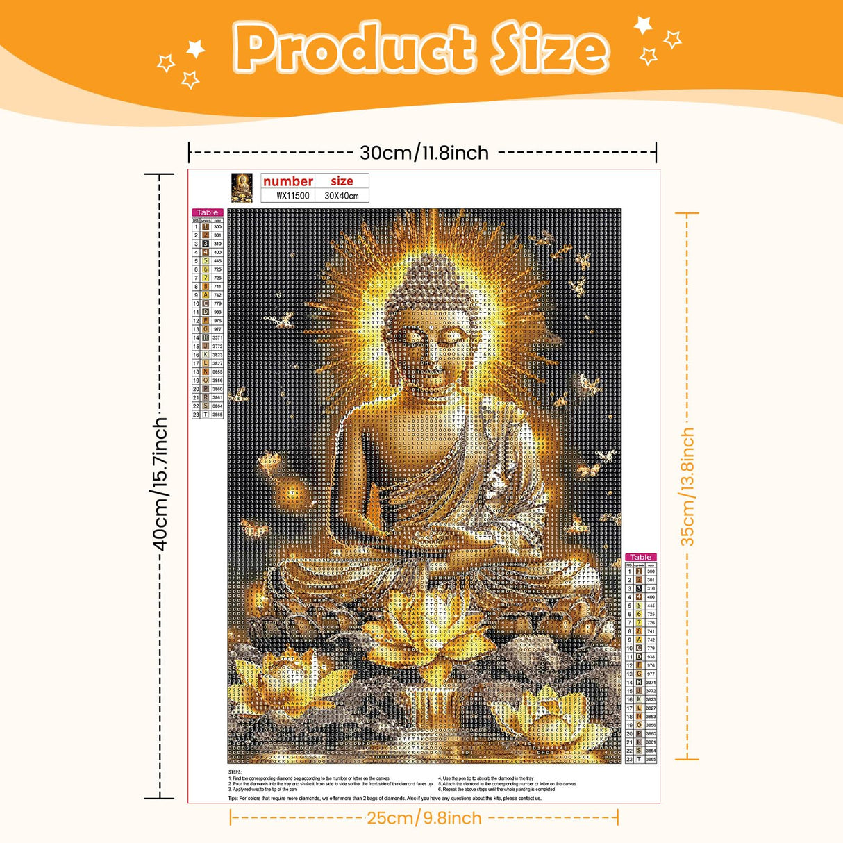 NEWENMO Buddha Diamonds Painting Kits for Adults Beginner, DIY 5D Flowers Diamond Art Paint with Round Diamonds, Full Drill Diamonds Art Painting Kit Perfect for Home Wall Decor 12x16 Inch NEWENMO