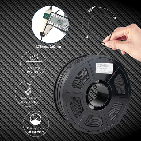 iSANGHU Carbon Fiber Polycarbonate Filament 1.75mm, UV/Heat Resistance PC-CF 3D Printer Filament, Carbon Fiber PC Filament for High-Temperature Technical Parts, 1kg(2.2lbs) Spool iSANGHU