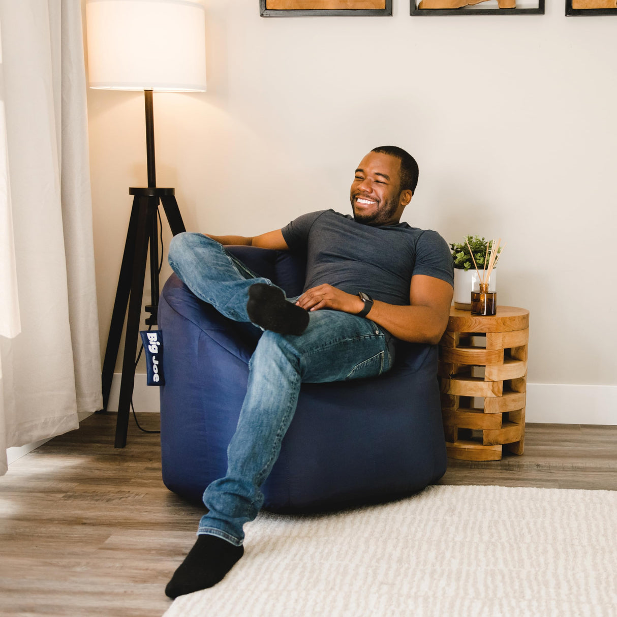 Big Joe Milano Beanbag Chair Navy Smartmax Big Joe