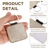 Equsion 16 Pcs Sublimation Blanks Keychain Glitter PU Leather Keychain Heat Transfer Keyring for DIY Crafts Making (Square) Equsion