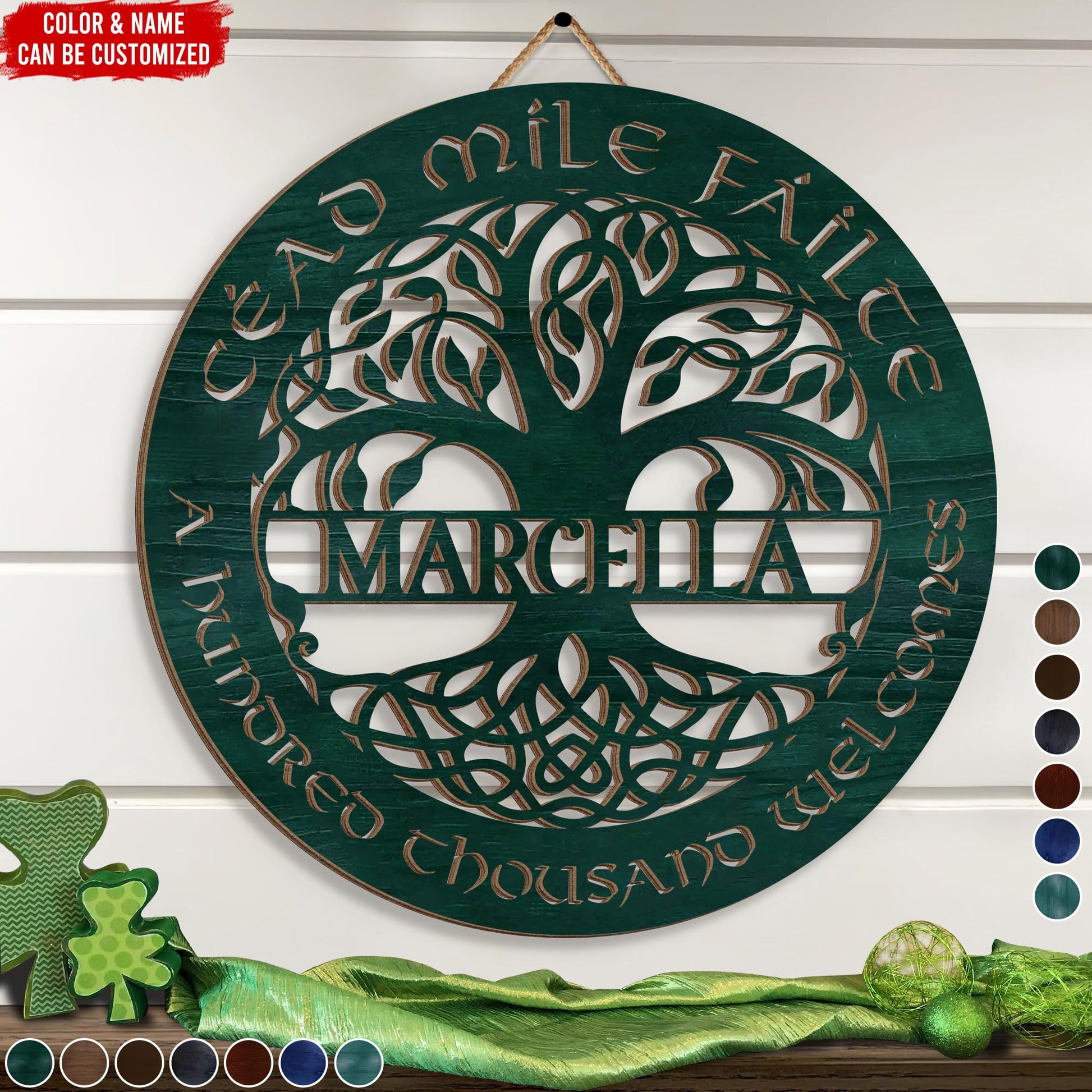 CustomizeAF Personalized Wooden Sign, Celtic Art Wall Decor Cead Mile Failte, Tree Of Life - Personalized Wooden Hanging Home Decor Sign, Tree of Life Wooden Wall Art Decor (DS753) - WoodArtSupply