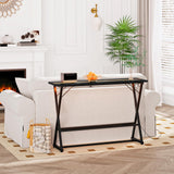 HOOBRO Bar Table,47.1" Rectangular Pub Table,Tall Counter Bar Height Table with LED Light and Glass Decoration, Modern Dining Table Footrests, for Dining Room, Pub, Tavern, Black BB68DBT01 HOOBRO