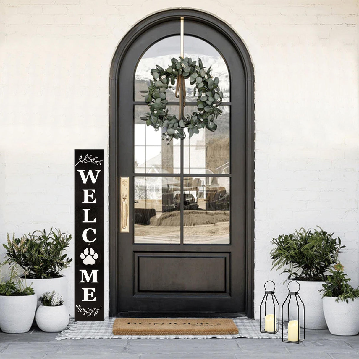 Perfnique Modern Farmhouse Lantern Decor, 15'' 13'' Set of 2 Black Metal Lantern, 2 LED 6hr Timer Flameless Candles ＆ Remote Timer, Lanterns Decorative for Outdoor, Home, Indoor, Patio, Christmas PERFNIQUE