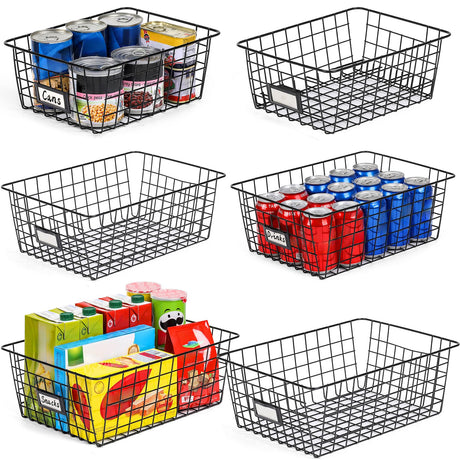 6 Pack Wire Baskets for Pantry Organization and Storage, Kitchen Organizer, 2 XXLarge & 2 XLarge & 2 Large VITEVER