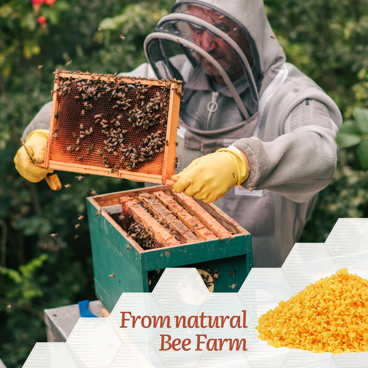 MicCai Yellow Natural Beeswax Pellets 5LB, Organic Beeswax, Beeswax for Candle Making, Body, Skin Care DIY, Lip Balm, Soap and Lotion Making Supplies MicCai