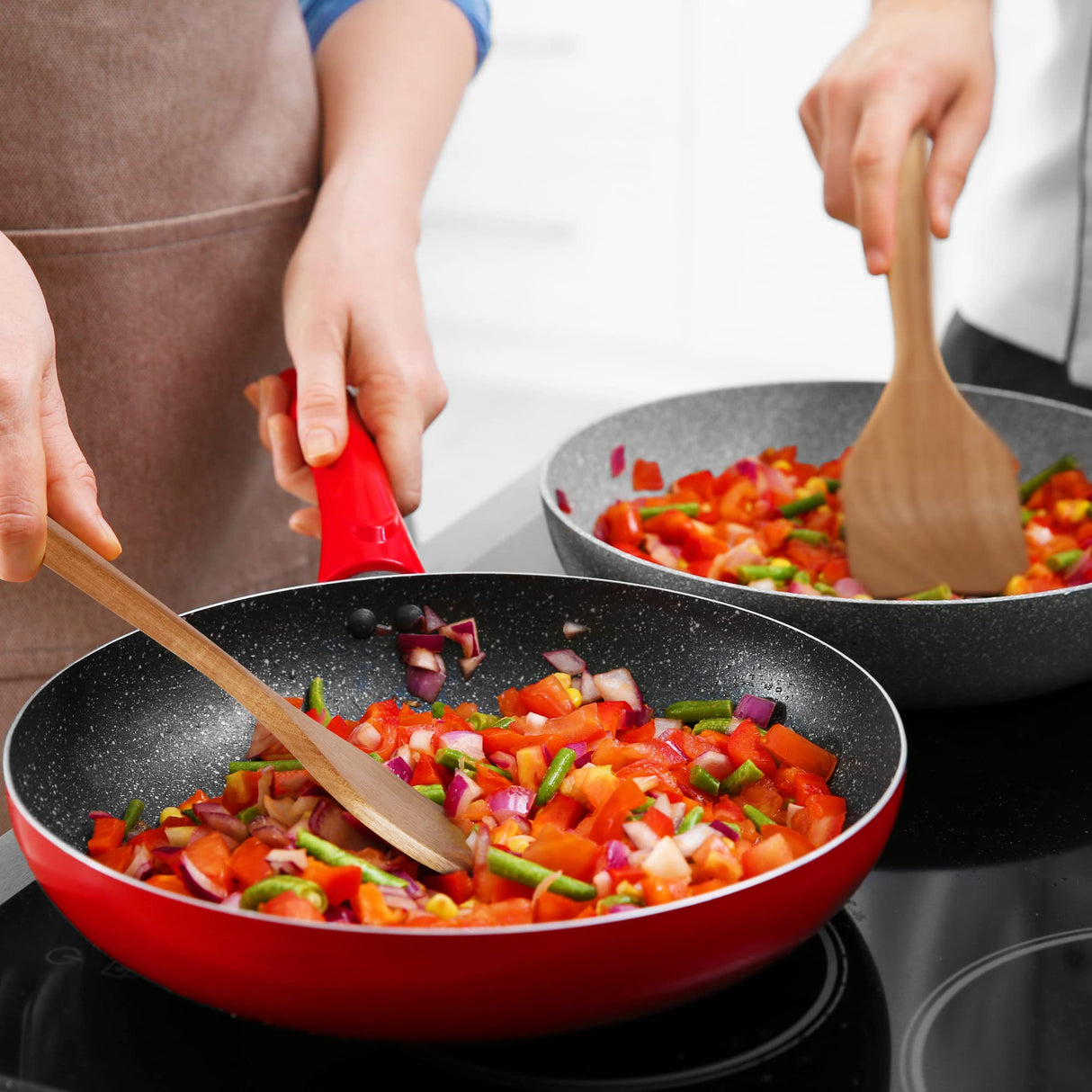 KITEISCAT Acacia Wooden Spoons for Cooking: 5-Piece Kitchen & Cooking Utensils Set - Wooden Spatula, Slotted & Pasta Spoon - Essential Wooden Utensil Set KITEISCAT