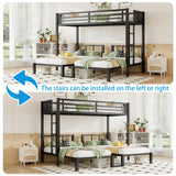 Mirightone Heavy-Duty Triple Bunk Beds for Kids, Metal Triple Twin Bunk Bed, 3 Bed Bunk Beds for Teens Girls Boys,Can be Separated into 3 Twin Beds, Black Mirightone