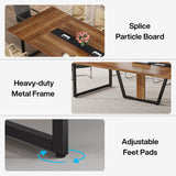 Tribesigns 8FT Conference Table, 94.49 L x 47.24 W x 29.53 H Inches Large Meeting Table/Podcast Table for 10 People, Business Style Wooden Training Table with Strong Metal Frame for Office Conference Tribesigns