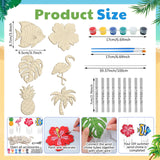 Silipull 24 Sets Summer Wind Chimes Craft for Kids Make Your Own Hawaiian Wind Chimes DIY Tropical Wooden Hanging Ornament for Kids Summer Hawaiian Party Outdoor Decoration Silipull
