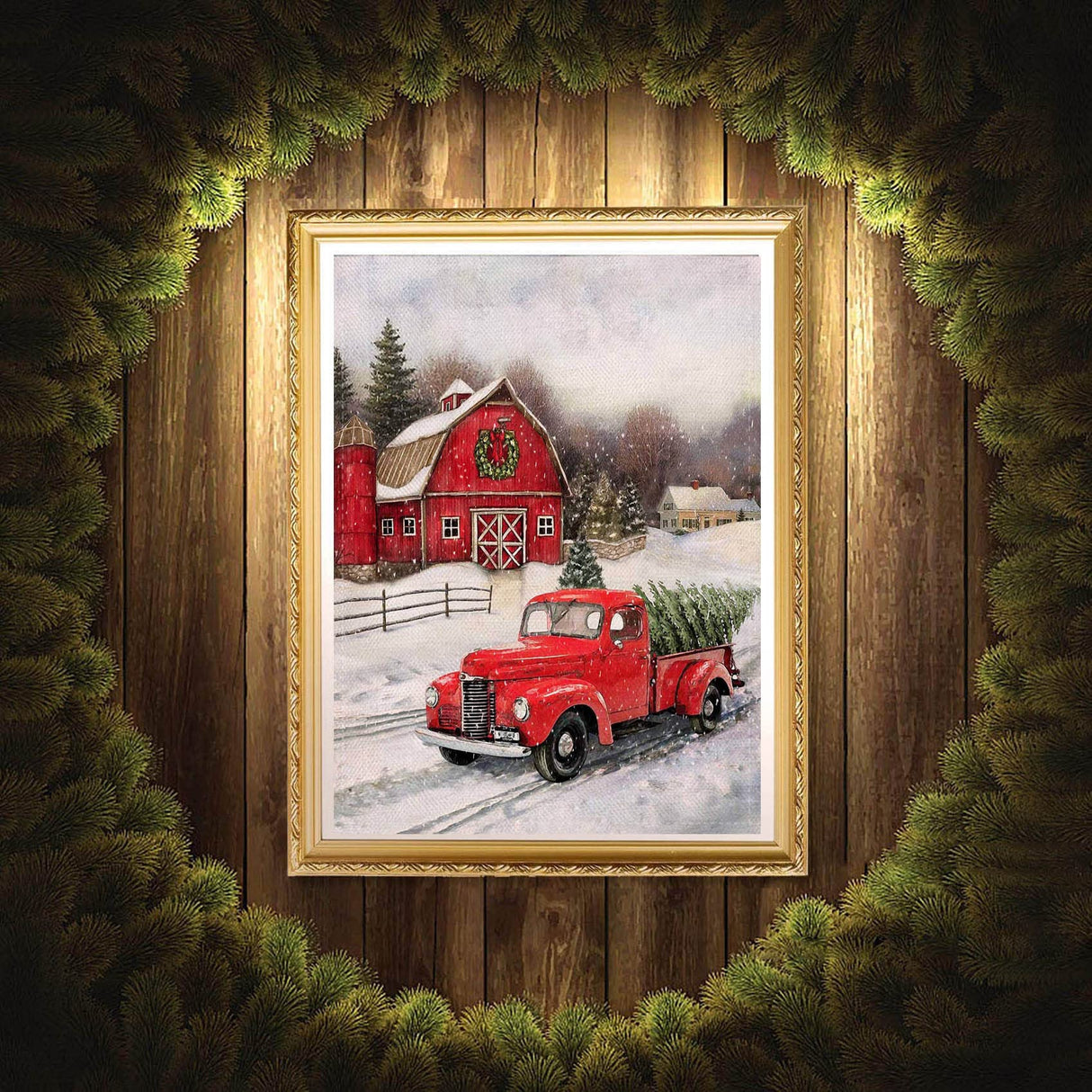 RUIHA Christmas Diamond Painting Kits,Winter Diamond Art Kit for Adults,5D Truck Paint with Diamond Full Drill for Parents-Children Interrction,Wall Decor(12x16) RUIHA