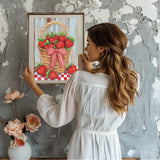 GHHKUD Strawberry Diamond Painting Kits for Adults, DIY 5D Summer Fruits Diamond Painting, Full Drill Flowers Diamond Art Kits Art Pictures Perfect for Relaxation and Home Wall Decor 30x40cm GHHKUD