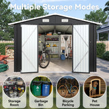 Breezestival 10x12FT Outdoor Storage Shed, Metal Garden Shed with Lockable Double Doors & Sloping Roof, Weather-Resistant Tool Shed for Backyard, Patio, Poolside Black Breezestival