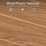 PHI VILLA Wicker Patio Furniture Set, Outdoor L-Shaped Sectional Sofa with Cushions and Acacia Wood Coffee Table, Boho Style for Garden, Deck, or Poolside Lounge，Navy Blue PHI VILLA