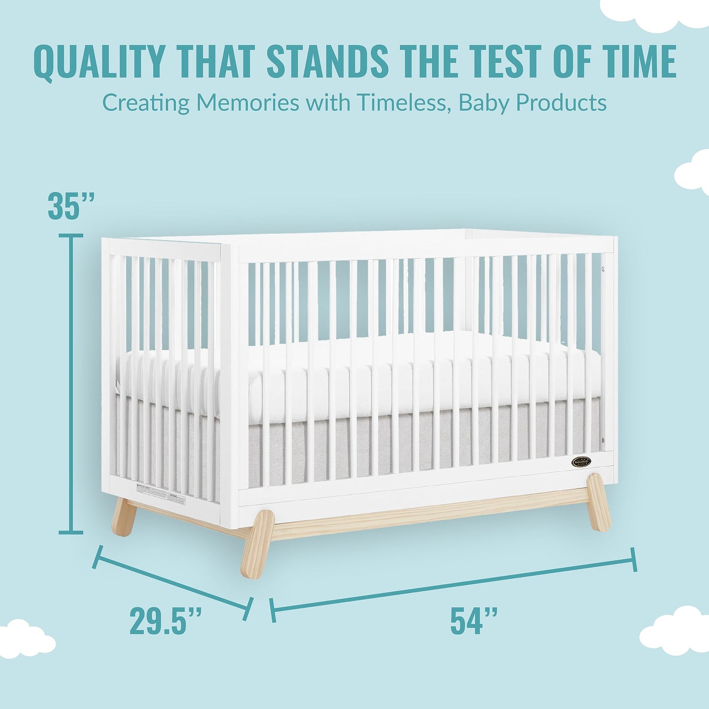 Dream On Me Hygge 5-in-1 Convertible Crib in Weathered Vintage Oak, JPMA & Greenguard Gold Certified, Made of Sustainable Pinewood, Easy to Clean, Safe Wooden Nursery Furniture