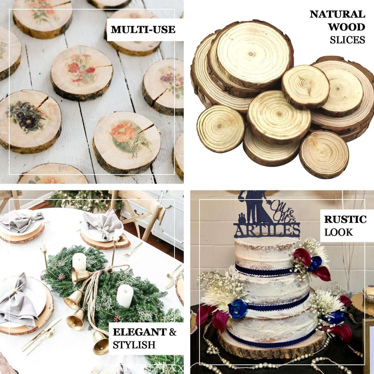 Efavormart 15"~18" | Rustic Natural Wood Slices Round Poplar Wooden Slab Table Centerpiece Efavormart.com