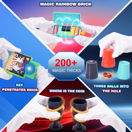 Nicella Magic Kit - 200+Magic Tricks for Kids Age 6-8, Magic Set with Manual and Video for Beginners and Kids, Christmas Halloween Birthday Gifts Toys for Ages 6 7 8 9 10 11 12 Years Old Boys Girls Nicella