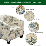 CRFATOP 2 Piece Club Chair Slipcover Printed Tub Chair Slipcover Armchair Soft Printed Round Barrel Chair Covers with Elastic Bottom for Bar Counter Living Room, Butterfly CRFATOP
