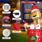 6 FT Christmas Inflatables Outdoor Decorations, Cute Gingerbread Man Christmas Inflatable, Inflatable Christmas Yard Decorations with Built-in LED Lights Annzoe