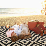 SAND MINE Waterproof Outdoor Rug 5x8 ft, Plastic Reversible Rug, Modern Area Rug, Large Floor Mat for Outdoors, RV, Patio, Backyard, Deck, Picnic, Beach, Camping, Black & Beige SAND MINE