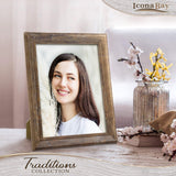 Icona Bay 8x10 Chestnut Brown Picture Frame, Rustic Wood Pattern, Lightly Distressed Frame for Table Top Display or Wall Mount, Traditions Collection Icona Bay