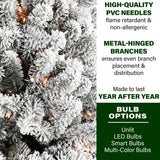 Fraser Hill Farm 12-Ft. Alaskan Pine Flocked Artificial Christmas Tree with Warm White LED Lights and Stand, Prelit Foldable Fake Tree with Realistic Snowy Foliage for Home Decoration Fraser Hill Farm