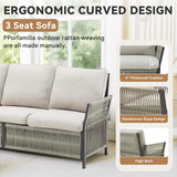 5 Pieces Patio Furniture Sets, Outdoor Modular Sectional with Sofa, 2 Swivel Glider Chairs & 2 Ottomans, All-Weather Rattan Conversation Seating Group for Backyard, Deck, Porch, Beige PPorfamilia