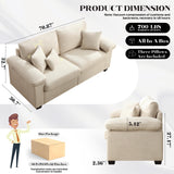 jonpony 71" W Loveseat Sofa, Modern Couch with Wide Armrests, Extra Deep Love Seats for Living Room, Overstuffed Lounge Sofa with Comfy Fabric, Removable Cover Spring Cushions, Beige jonpony