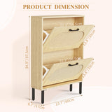 Crownland Shoe Cabinet, Shoe Storage Cabinet with 2 Flip-Out Drawers, Modern Two-Tier Shoe Rack Cabinet for Entryway, Hallway, Living Room(Wood) Crownland