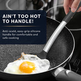 Home Hero Silicone Spatula Set with Ergonomic Handles - Stainless Steel High Heat Resistant Solid & Slotted Turner, BPA Free Non Stick Kitchen Utensils Set - Rubber Spatula (2 Pcs - Black) Home Hero