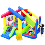 WELLFUNTIME Inflatable Bounce House with Slide, Jumping Castle with Blower and Ball Pool, Basketball Game, Dart Target Game WELLFUNTIME