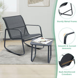 Ainfox 3 Piece Patio Furniture Set, All Weather Textile Outdoor Conversation Set with Rocking Bistro Chairs and Table, Small Patio Bistro Set for Backyard, Lawn, Garden, Poolside (Black) Ainfox