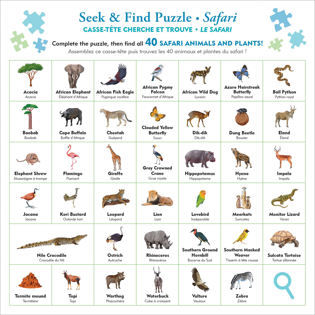 Safari Seek & Find 100-Piece Jigsaw Puzzle PETER PAUPER PRESS