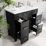 Mirightone 36" Bathroom Vanity with Sink, Bathroom Vanity 36 Inch with Sink, 36 Vanity with Sink for Bathroom, 36 in Restroom Vanity with Top, Soft Closing Door and 3 Drawers, No Faucet (Black) Mirightone