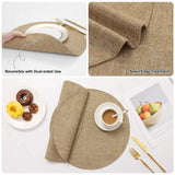 homing 15 Inch Round Cloth Placemats Set of 6, Cotton Linen Blend Washable Table Mats, Farmhouse Dining Place Mats for Indoors & Outdoors, Easy to Clean, Linen homing