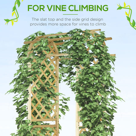 Outsunny 7.5' Wooden Wedding Arch, Garden Arch Arbor for Climbing Plants & Trellis Design, Great for Vines, or as Balloon Decoration Stand for Indoor Outdoor Ceremony, Party, Backdrop, Natural Outsunny