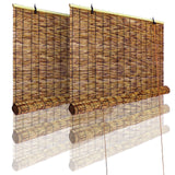 Tgzwme 2 Pack Retro Bamboo Roll-up Reed Shades - 47" W x 71" H Natural Light Filtering Window Blinds Tgzwme