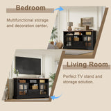 ChooChoo 2-Piece Living Room Table Set - Includes TV Stand with Storage for 75" TV, Lift-top Coffee Table with Storage and Hidden Compartment, Black & Espresso ChooChoo