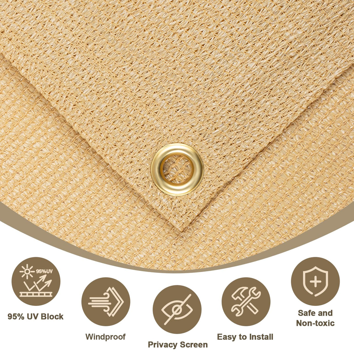 LOVE STORY Shade Cloth 3/6/8/10/12/20FT Sun Shade Cloth with Grommets Pergola Shade Cover 95% UV Protection for Patio Outdoor, 10x12 FT Sand LOVE STORY