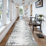 Lahome Abstract Grey Long Runners for Hallways, Washable 2.5x10 Non-Skid Low-Pile Rug Runners for Hallways Non-Slip 10 ft Modern Ombre Indoor Floor Runner for Kitchen Entryway Lahome